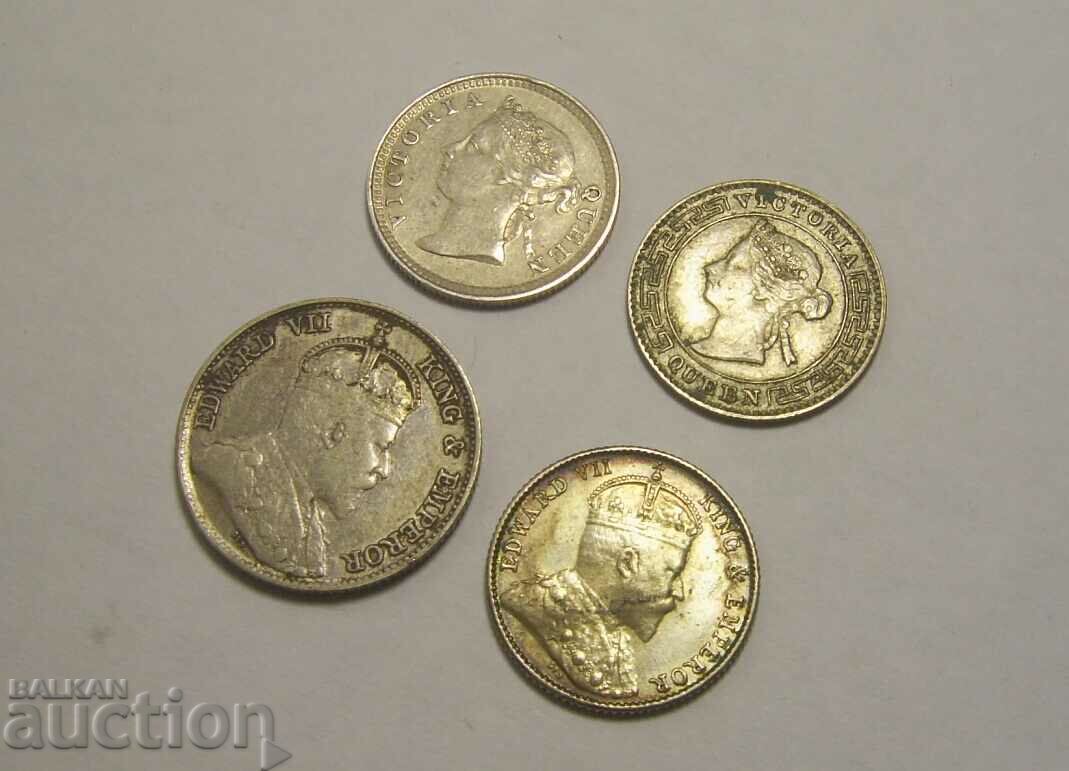 Hong Kong Ceylon Straits Settlements Silver Coins - 6 Hong Kong Ceylon Straits Settlements Silver Coins - 6