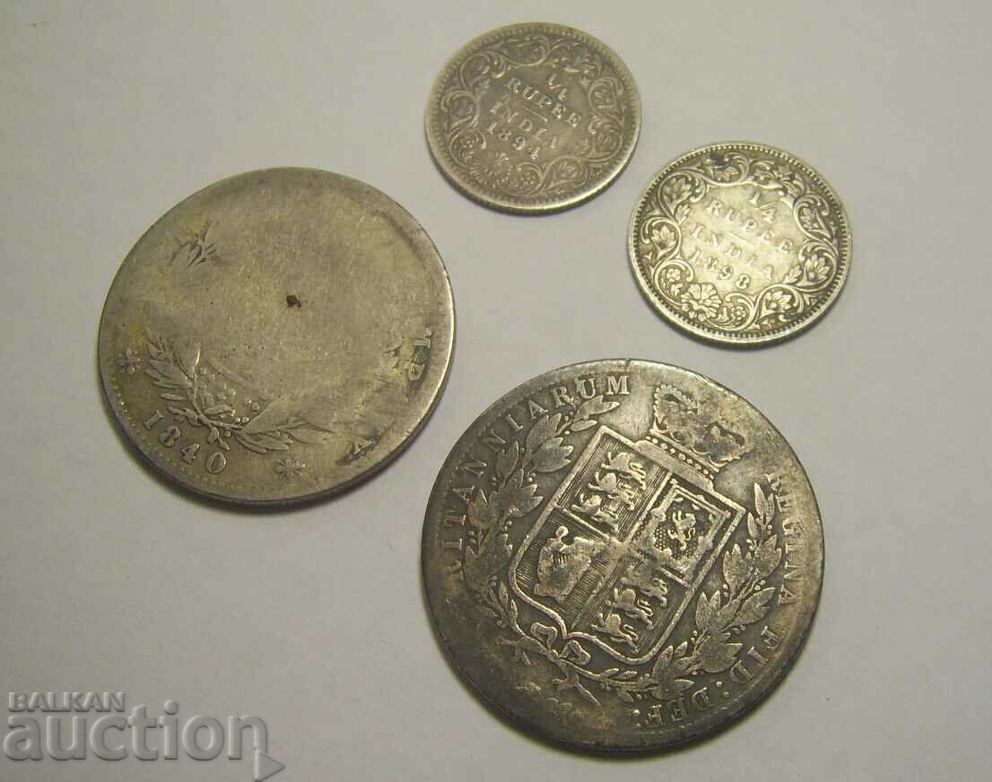 India England Victoria 4 pcs silver coins with price 100.00 BGN | € 51.13 India England Victoria 4 pcs silver coins with price 100.00 BGN | € 51.13
