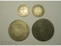 India England Victoria 4 pcs silver coins
