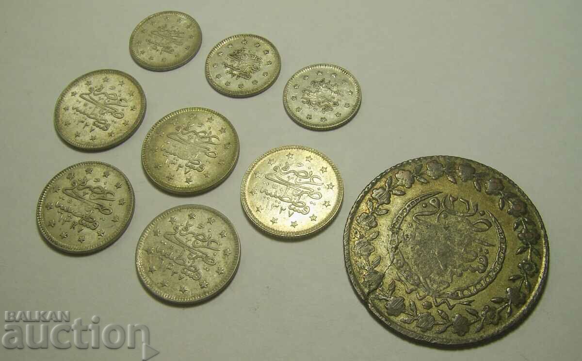 Auction Turkey 9 silver coins lot Auction Turkey 9 silver coins lot