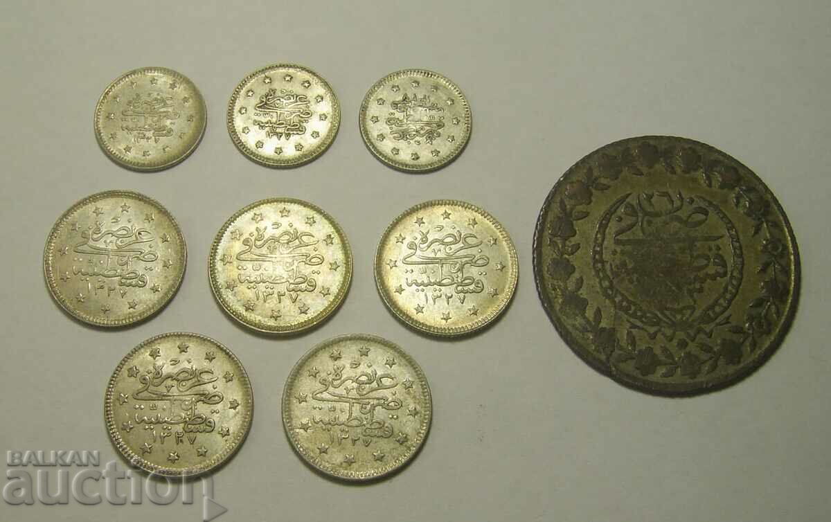 Турция 9 броя сребърни монети лот