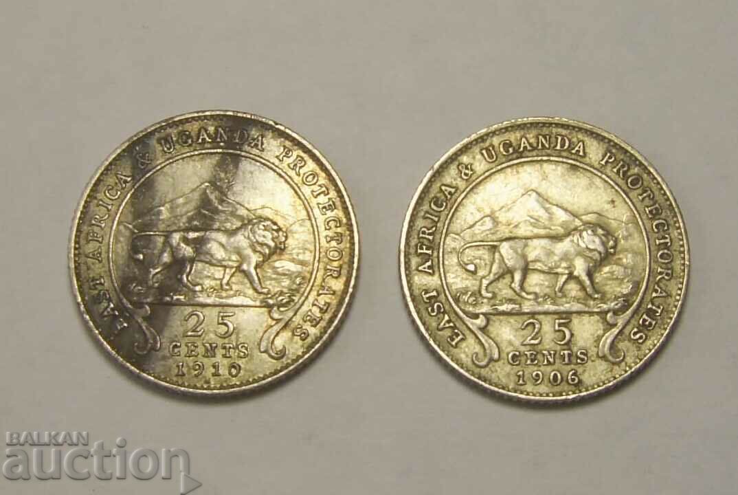Argint din Africa de Est 25 de cenți 1906 1910