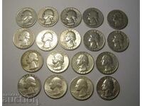 SUA Lot 18 monede de argint de 1/4 dolar