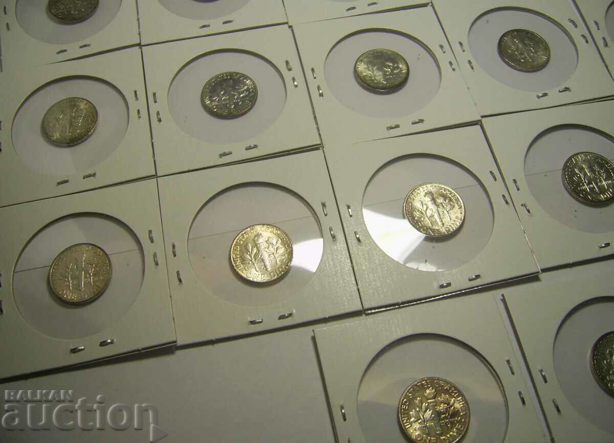 RR! USA lot 22 x 1 dime Silver UNC SERIES!!! - 7 RR! USA lot 22 x 1 dime Silver UNC SERIES!!! - 7