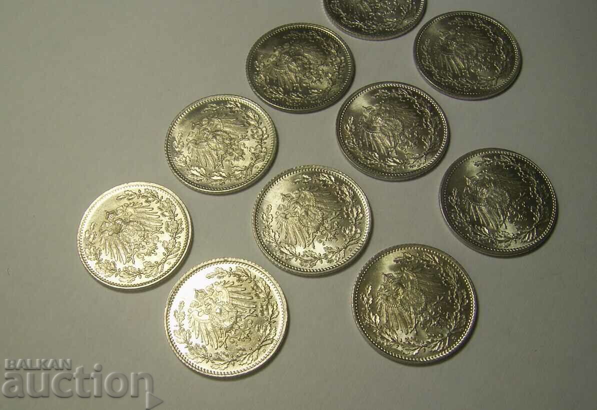 Germany lot 10 x 1/2 mark 1918 D UNC - 5 Germany lot 10 x 1/2 mark 1918 D UNC - 5