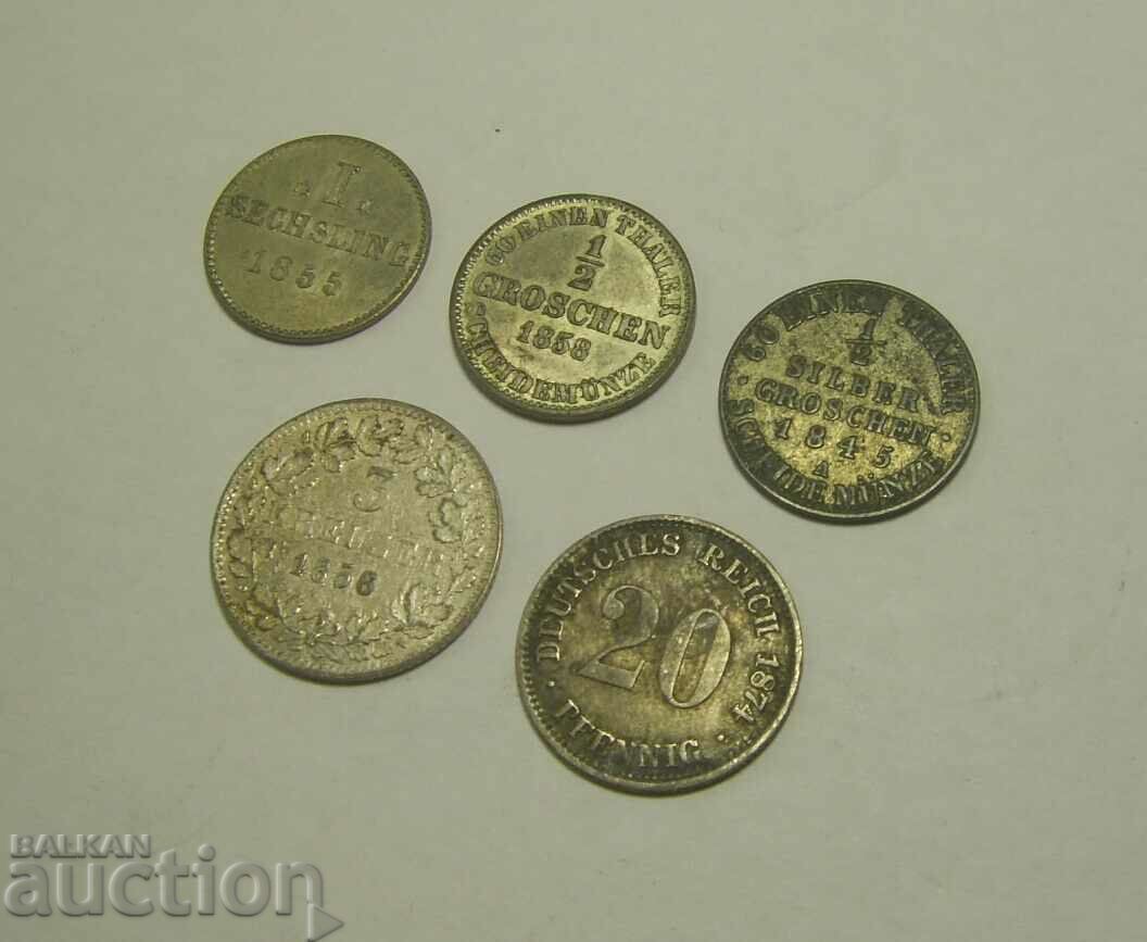 Germany lot 5 old Silver coins with price 130.00 BGN | € 66.47