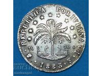 Боливия 1863 8 сол Талер 19,40г 36мм сребро