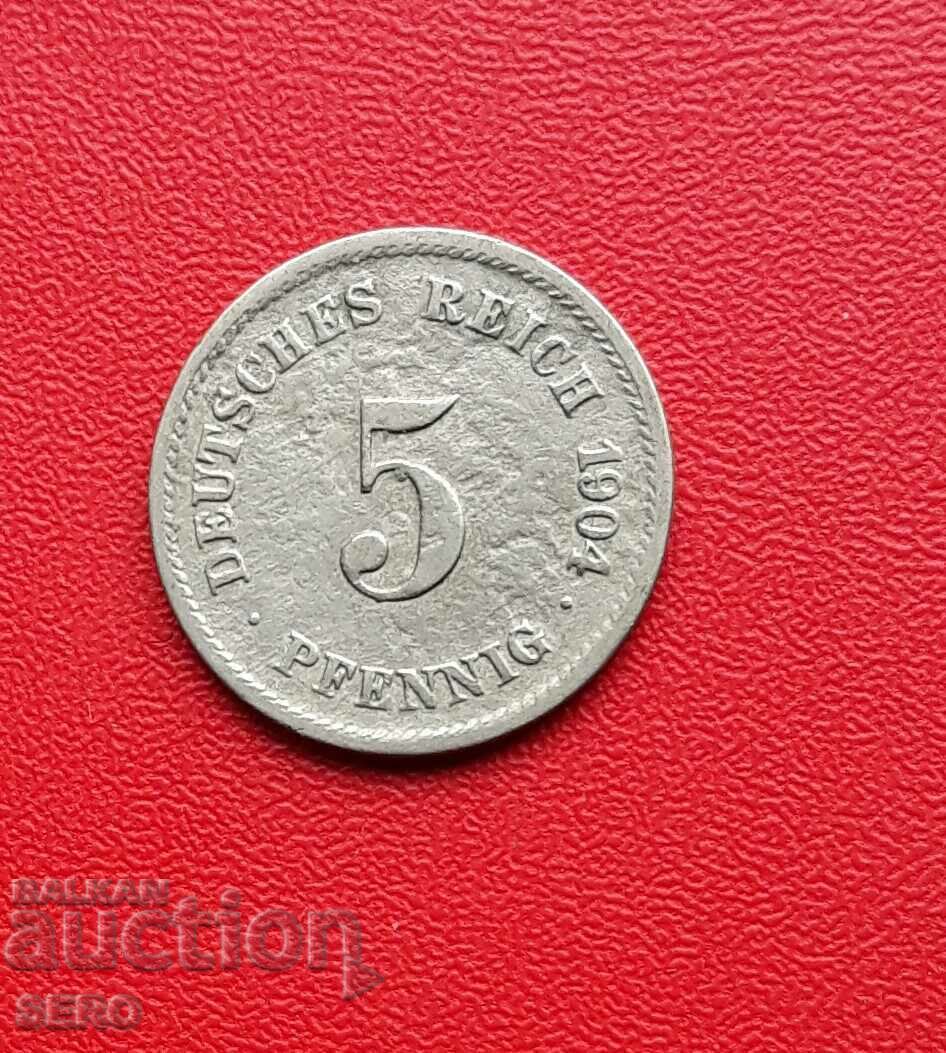 Γερμανία-5 Pfennig 1904 G-Karlsruhe-σπάνια