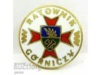 Old Polish Badge of Honor -Mine rescuer -Enamel-Screw