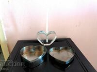 Frumoasă Vasă-Sfeșnic-Inimă-Valery Argint Sticlă