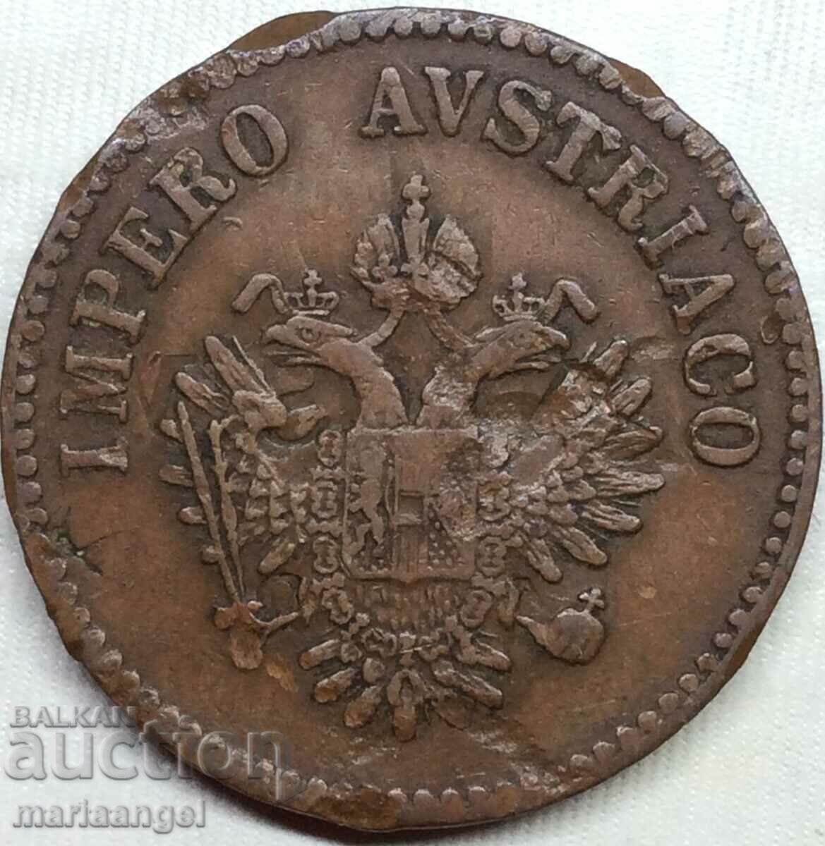 Lombardia Veneția 10 centesimi 1852 11g Austria pentru Italia