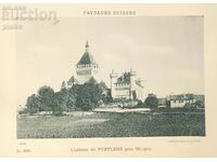 PEISAJE ELVEȚIEI. 1899 Fotografie veche, carton. Castelul...