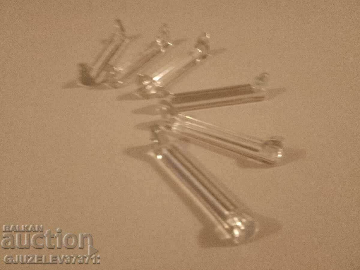 6 Old crystal cutlery holders - 5 6 Old crystal cutlery holders - 5