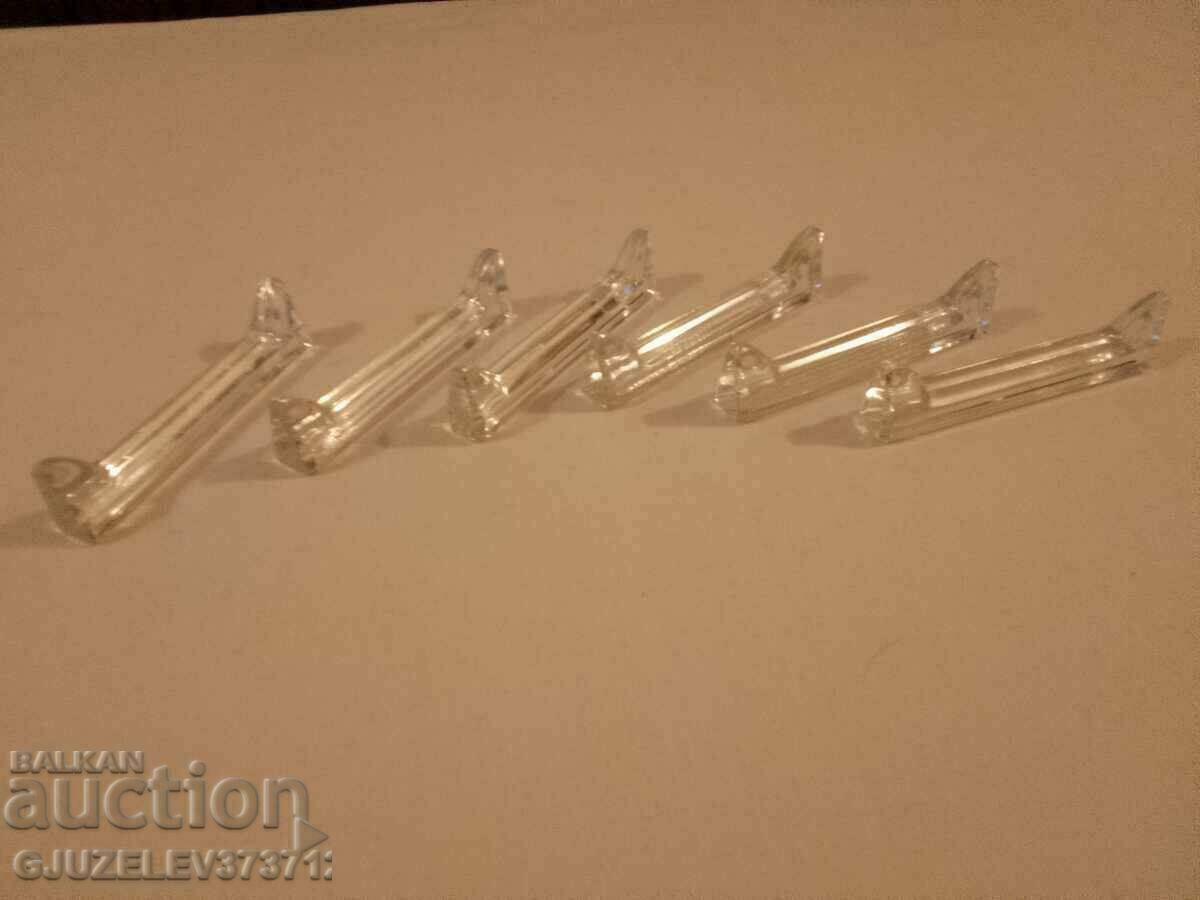 6 Old crystal cutlery holders - 6 6 Old crystal cutlery holders - 6