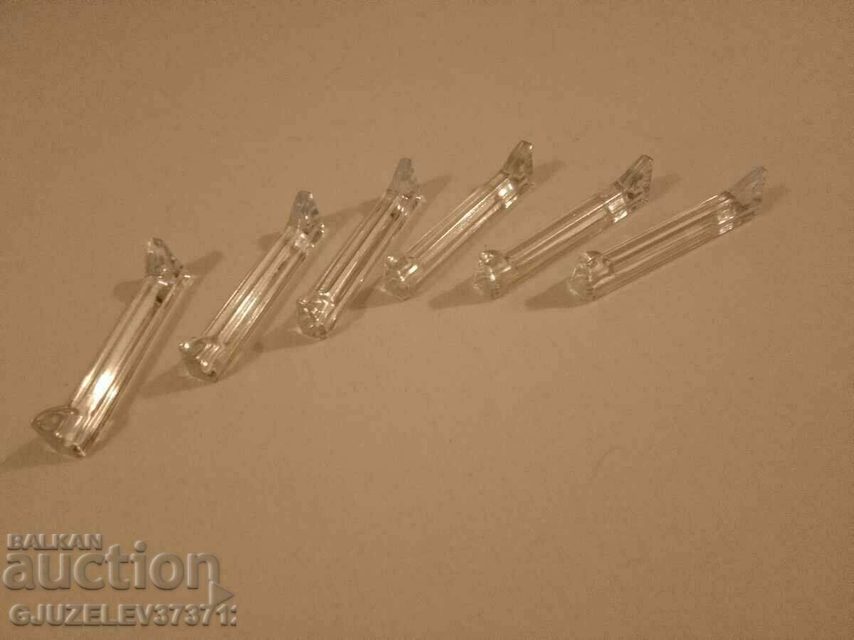 6 Old crystal cutlery holders - 7 6 Old crystal cutlery holders - 7