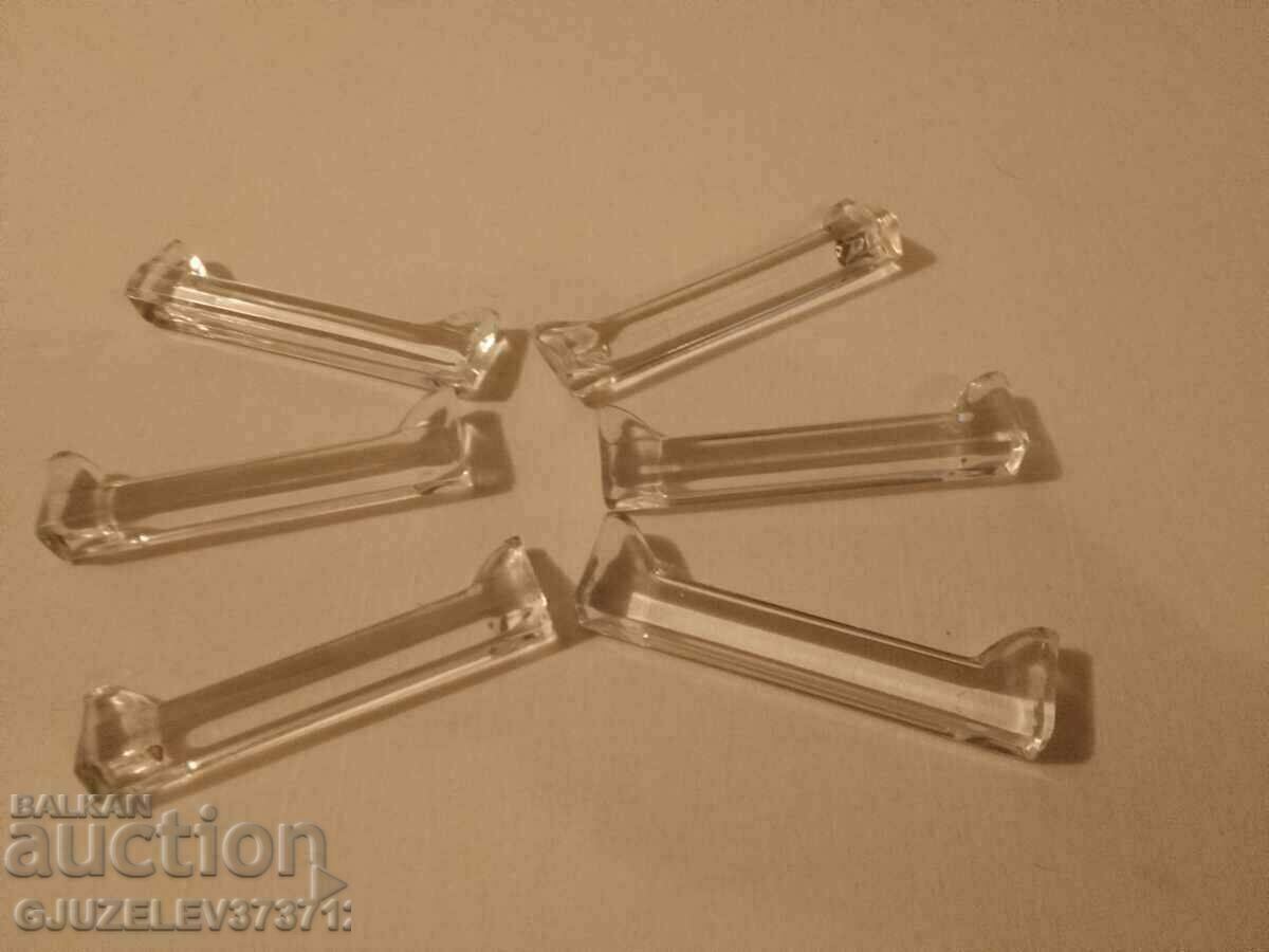 6 Old crystal cutlery holders 6 Old crystal cutlery holders
