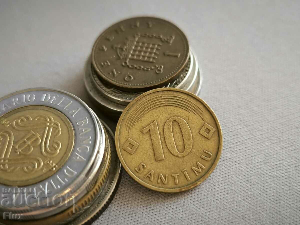Монета - Латвия - 10 сантима | 1992г.