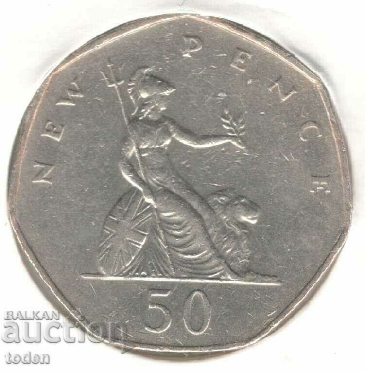 United Kingdom-50 Pence-1977-KM# 913-Elizabeth II 2nd portr.