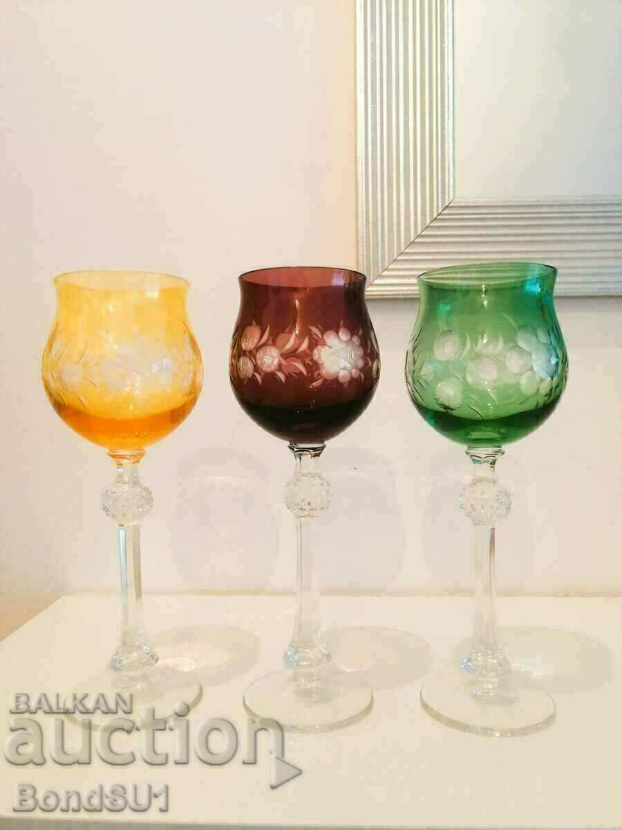 Кристални цветни чаши за вино Германия