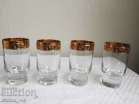 Чаши от бохемско стъкло с позлата СССР 70-те години - 4 броя