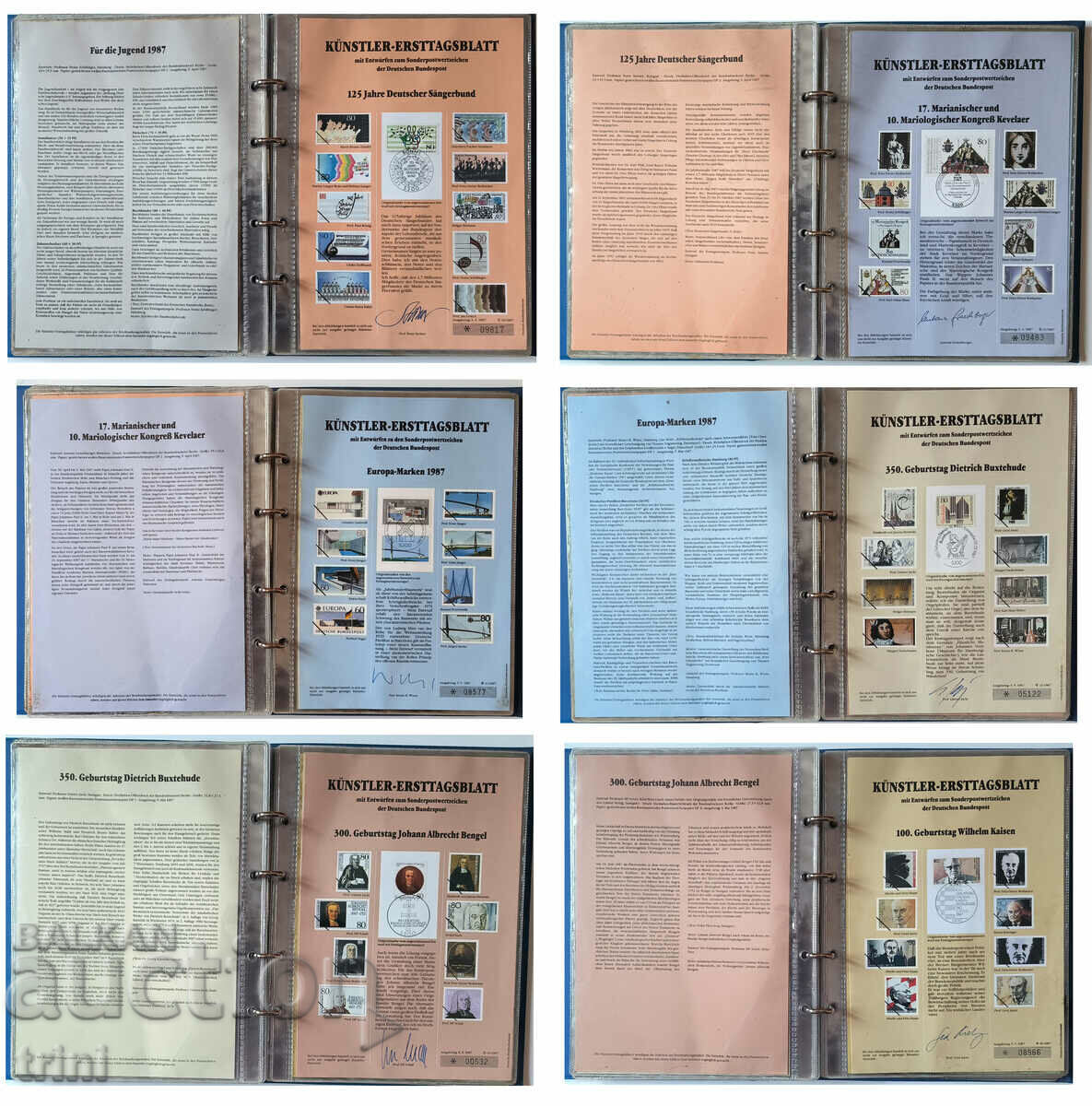 Άλμπουμ Γερμανία FR 1987. Künstler Ersttagsblätter BRD 1987 με τιμή 110.00 BGN | € 56.24