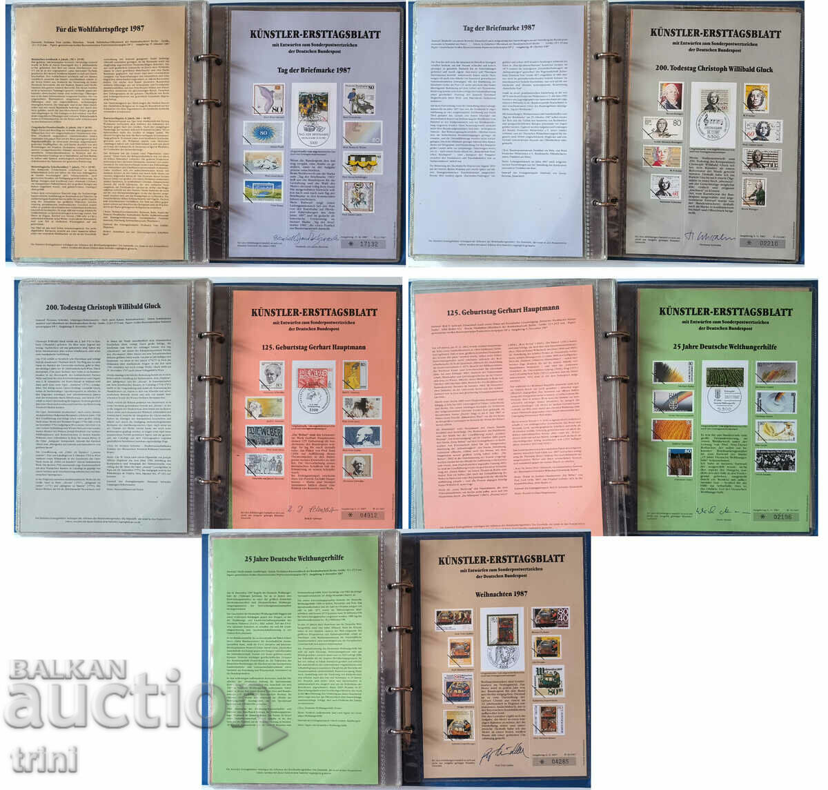 Άλμπουμ Γερμανία FR 1987. Künstler Ersttagsblätter BRD 1987 - 5