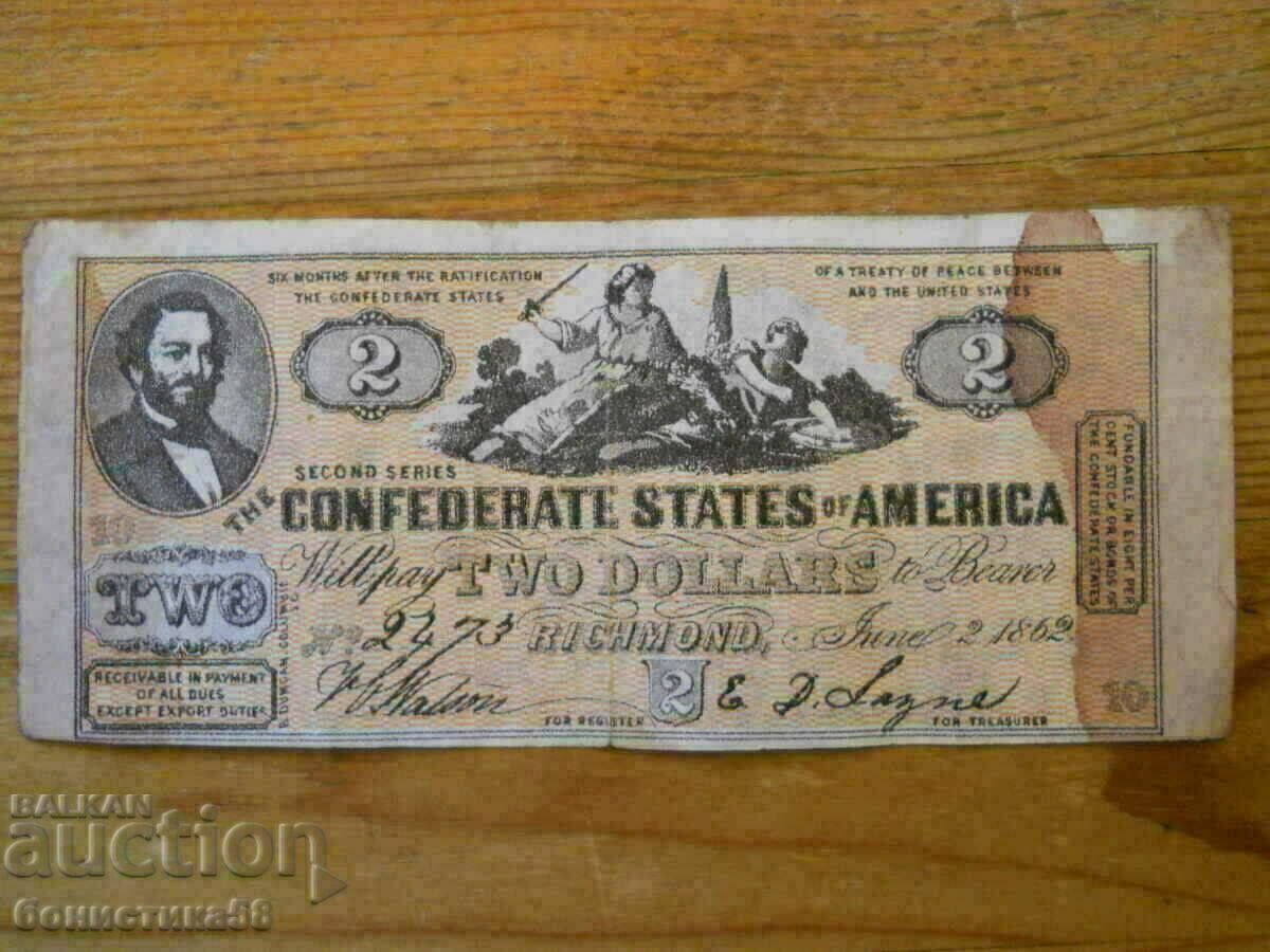 2 Dollars 1862 - Confederate States of America ( VF )