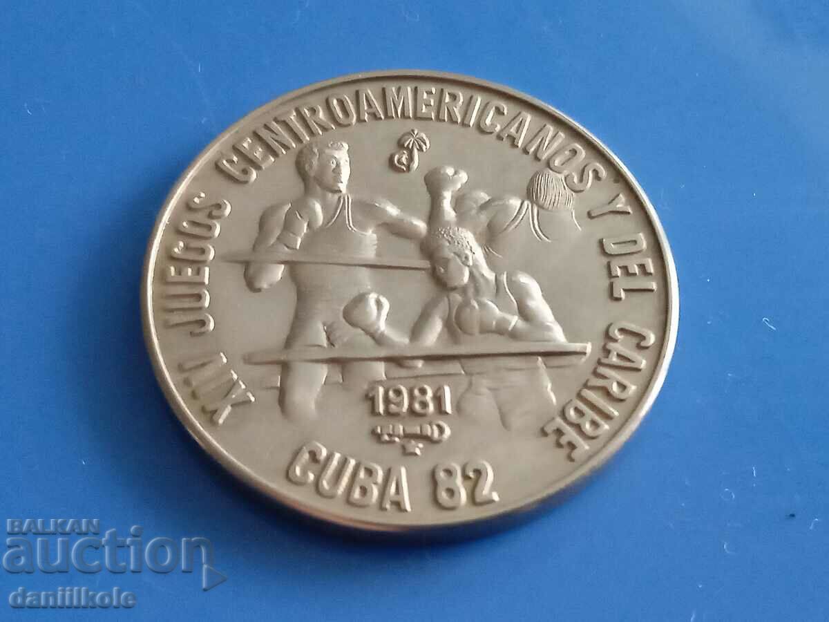 Auction  *$*Y*$* CUBA 1 PESO 1981 XIV CARIBBEAN GAMES 1982 BOXING *$*Y*$*