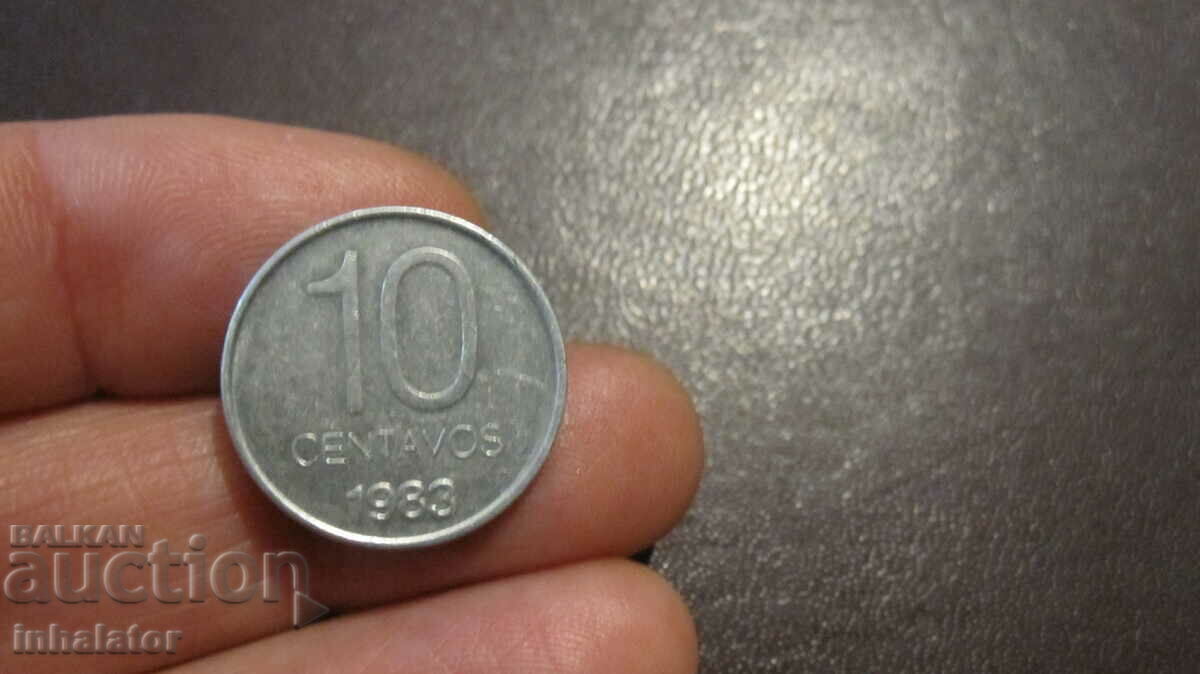 1983 Argentina 10 centavos - Aluminiu