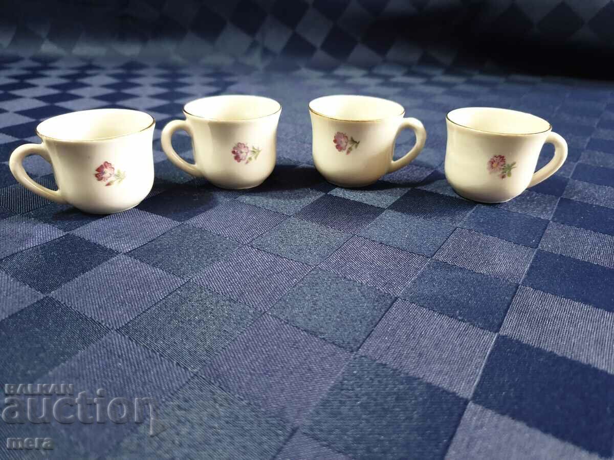 Porcelain cups for heated brandy from a Bulgarian manufacturer