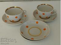 2 pcs. tea cups, 4 pcs. plates with gilt edges - USSR