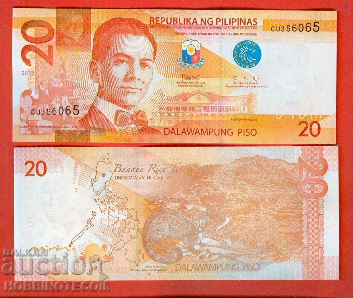 FILIPINE 20 Peso DOUĂ LITERE numărul 2022 NOU UNC