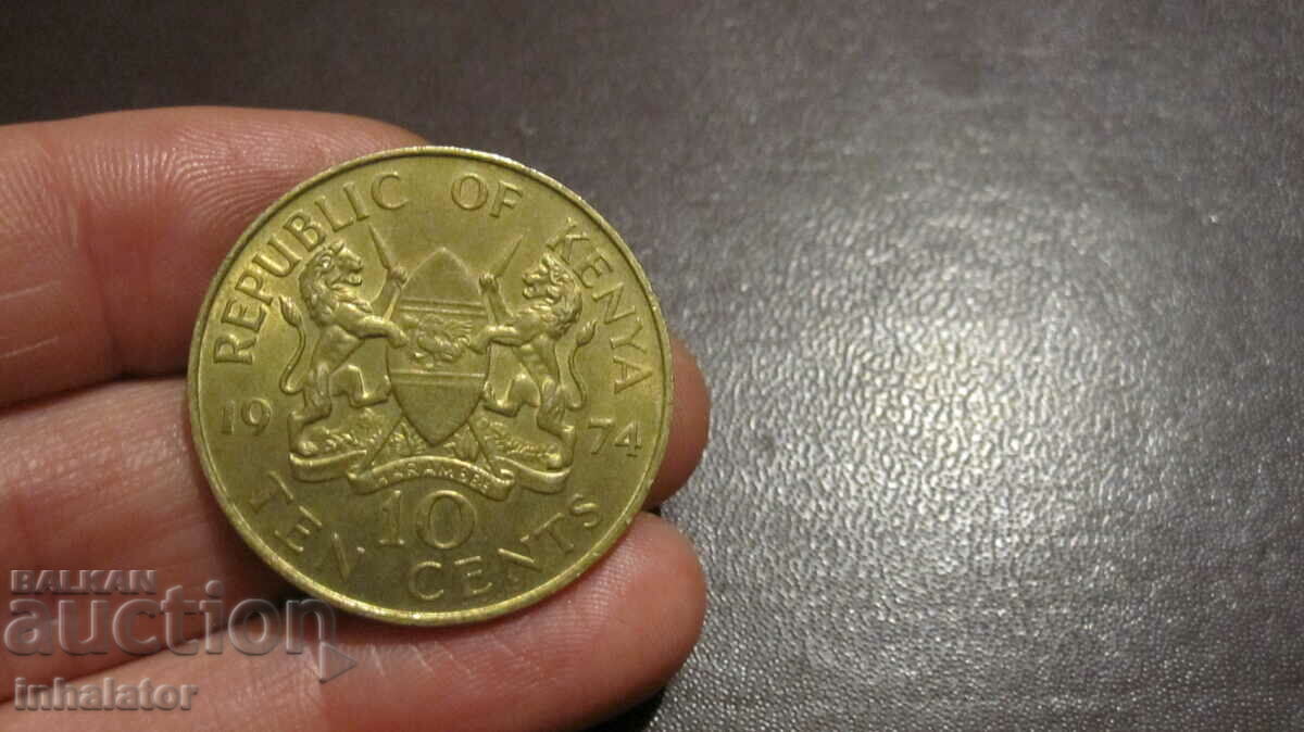 Кения 10 цента 1974 год