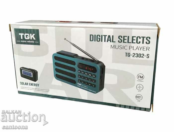 Licitație Radio portabil JOC TG2302S, USB, card SD, Bluetooth, solar Licitație Radio portabil JOC TG2302S, USB, card SD, Bluetooth, solar