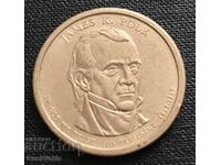 USA. 1 dollar 2009(R). James K. Polk.
