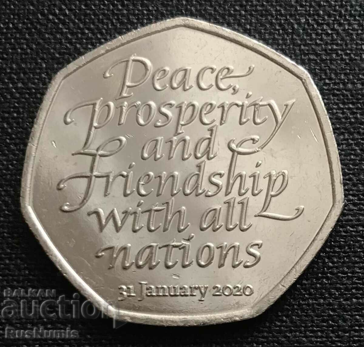 Great Britain. 50 pence 2020 Brexit.