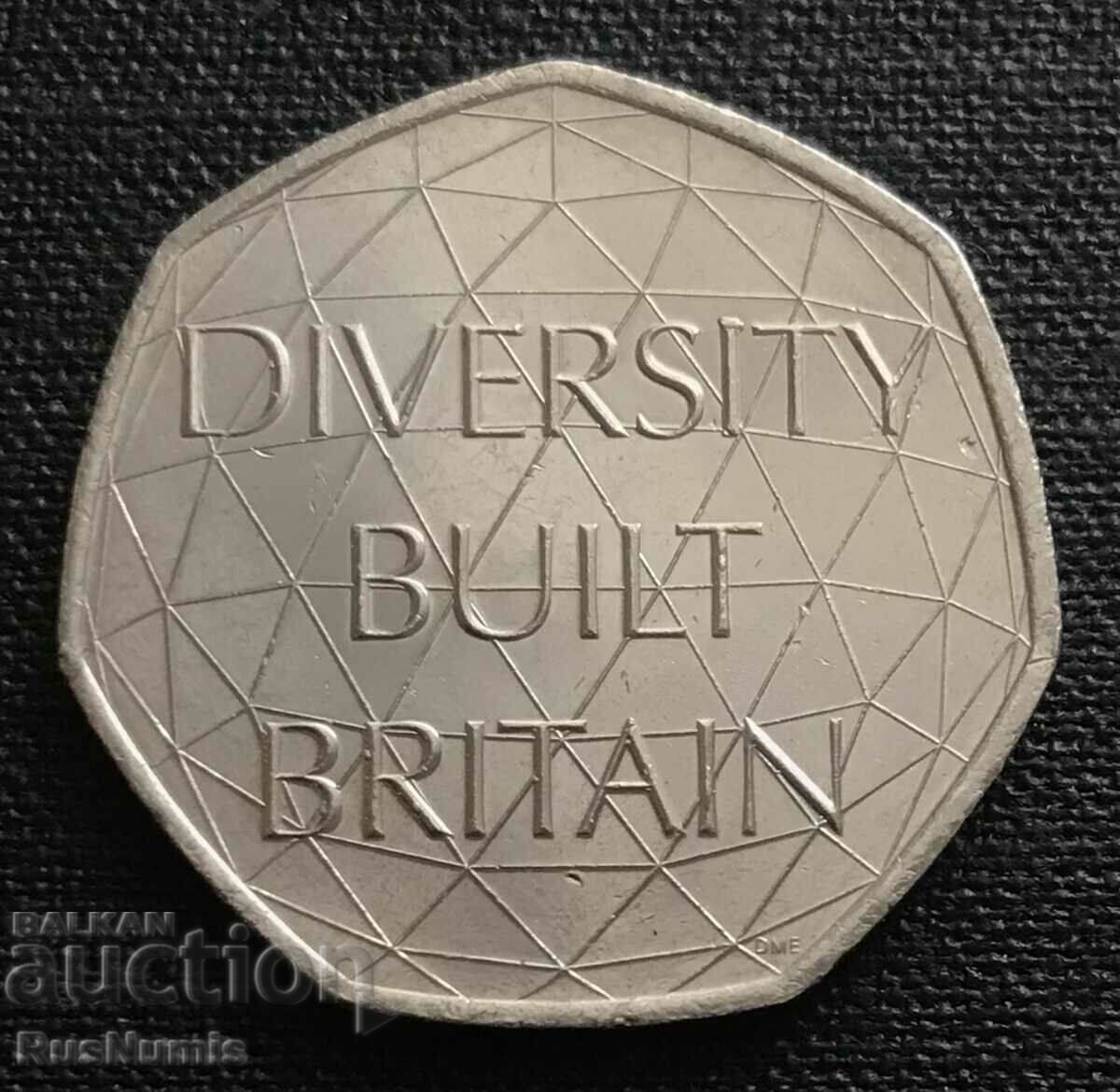 Великобритания. 50 пенса 2020 г. Diversity