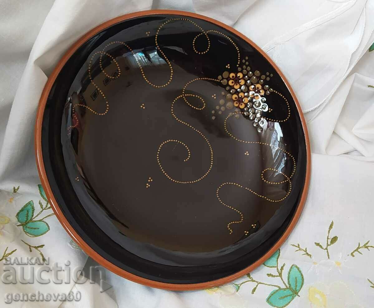 Author's bowl, painted glazed ceramic, signature, label