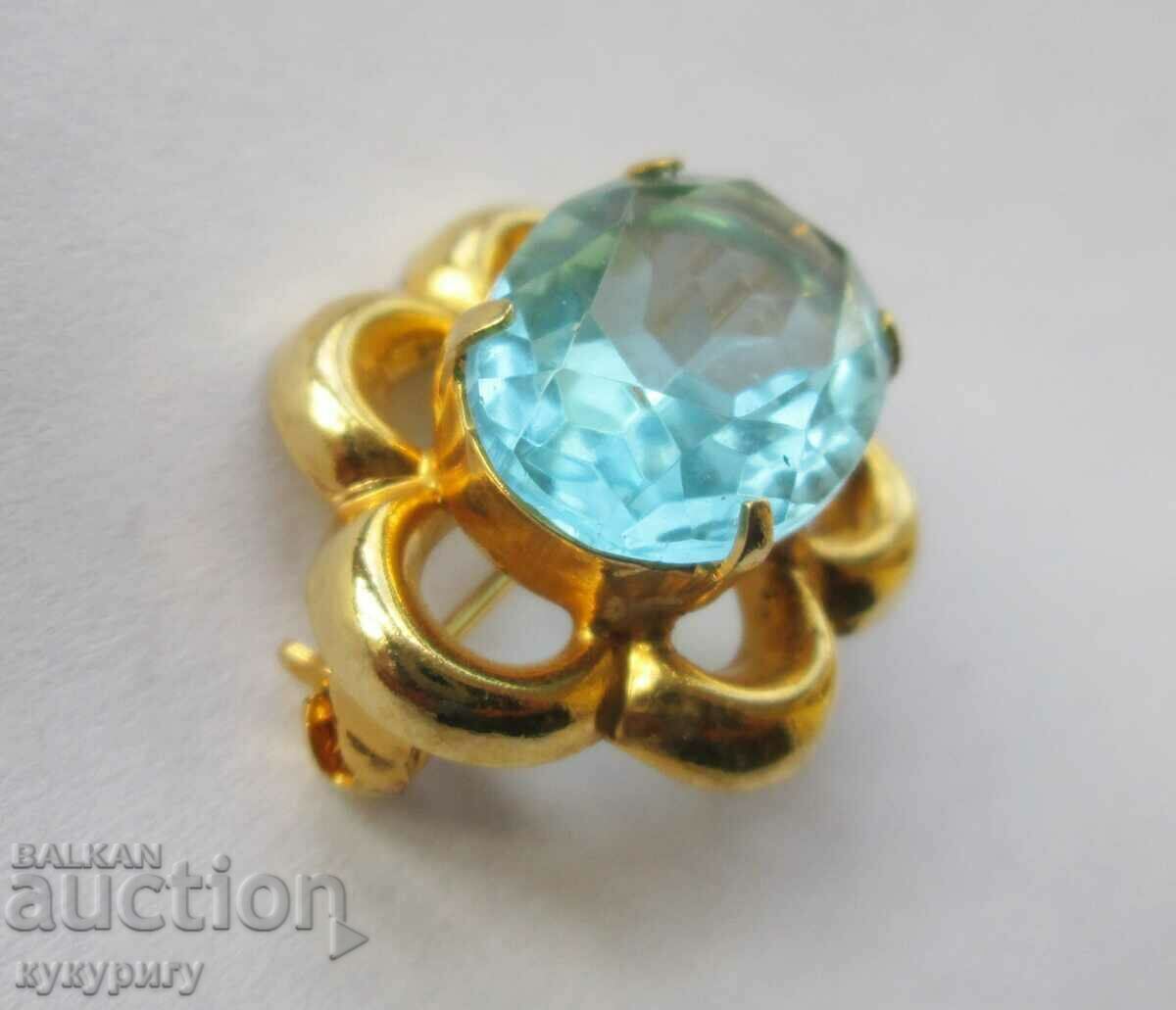 Δημοπρασία Μια όμορφη γριά κομψή καρφίτσα με γαλάζια πέτρα