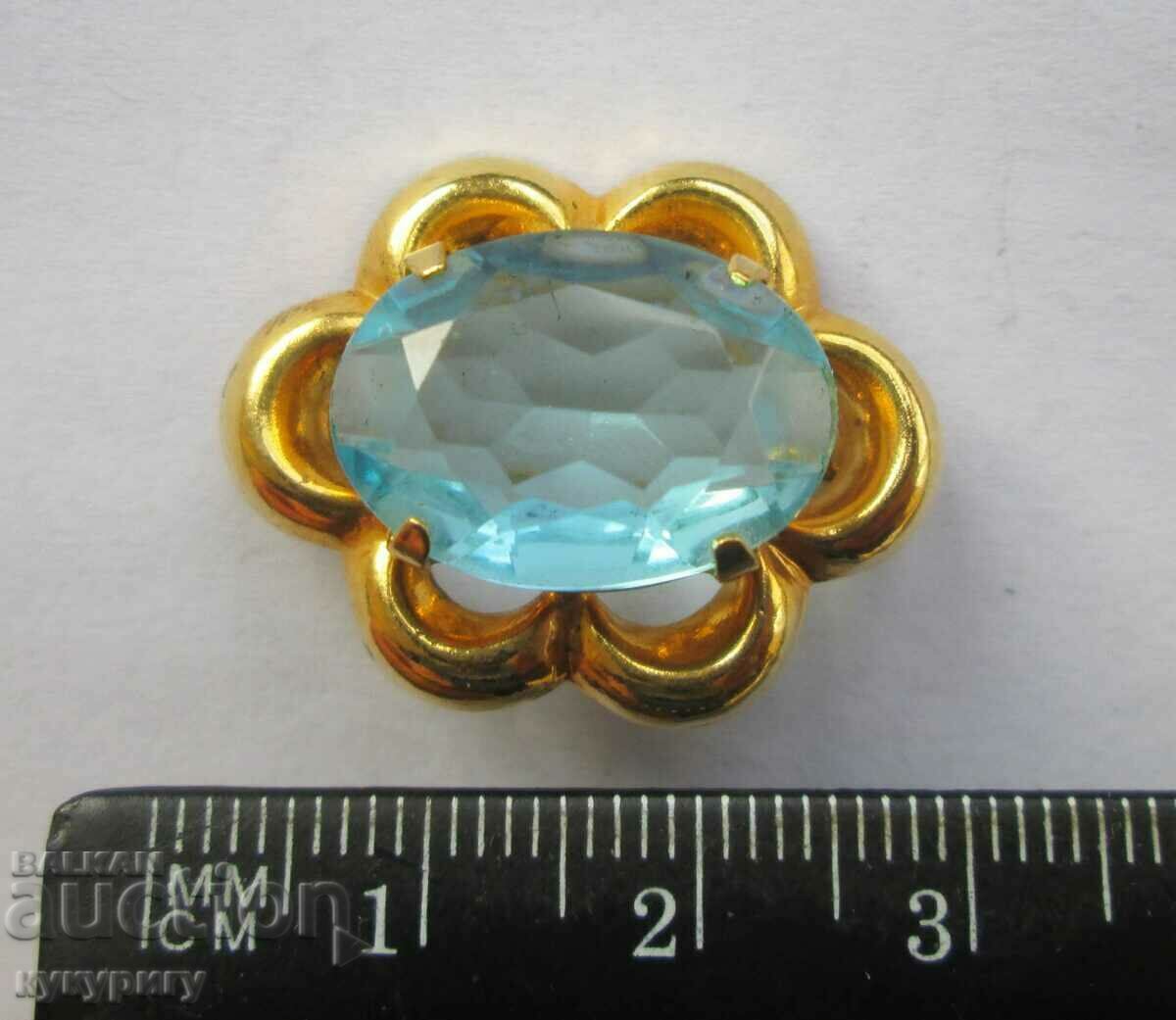 Μια όμορφη γριά κομψή καρφίτσα με γαλάζια πέτρα - 5