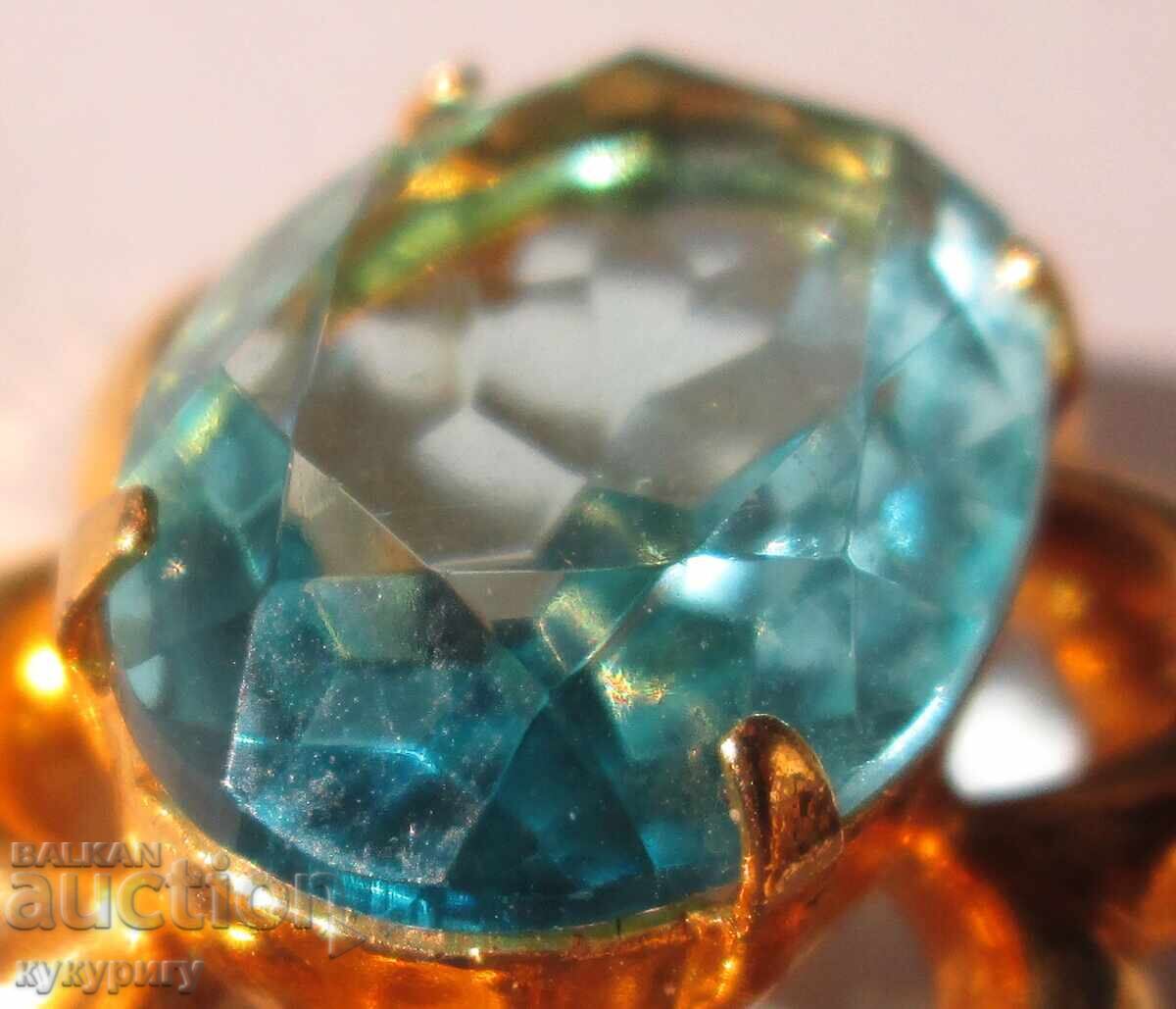 Μια όμορφη γριά κομψή καρφίτσα με γαλάζια πέτρα - 7