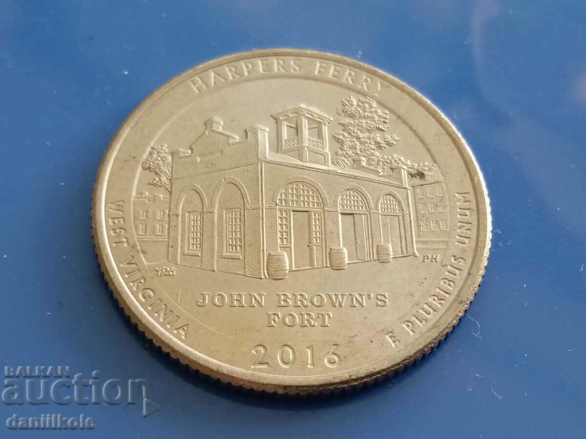 *$*Y*$*US QUARTER DOLLAR 25 CENTS 2016 WEST VIRGINIA*$*Y*$* with price 6.90 BGN | € 3.53