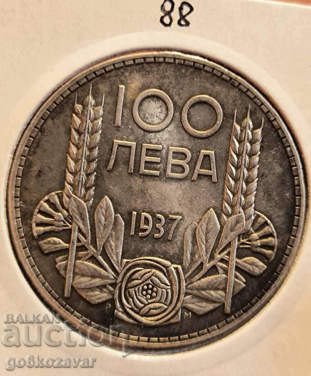 България 100 лева 1937г Сребро Колекция ! UNC