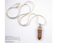 Necklace with hexagonal tiger eye stone