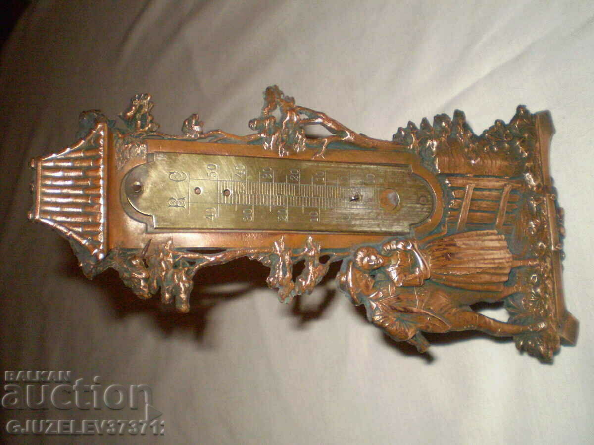Auction Old table thermometer bronze composition figures Auction Old table thermometer bronze composition figures