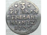 3 пфенига 1706 Бранденбург Прусия Германски Штати билон