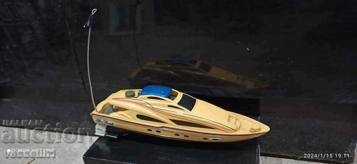 An interesting model yacht made of plastic