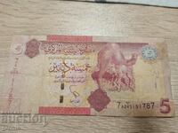 Банкнота Либия 5 динара 2010,Libiya 5 dinars
