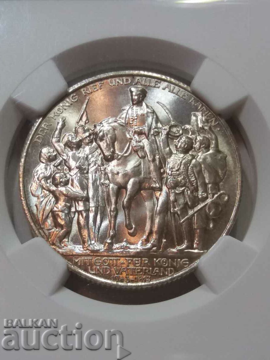 2 марки 1913 A , Вилхелм II  MS 65