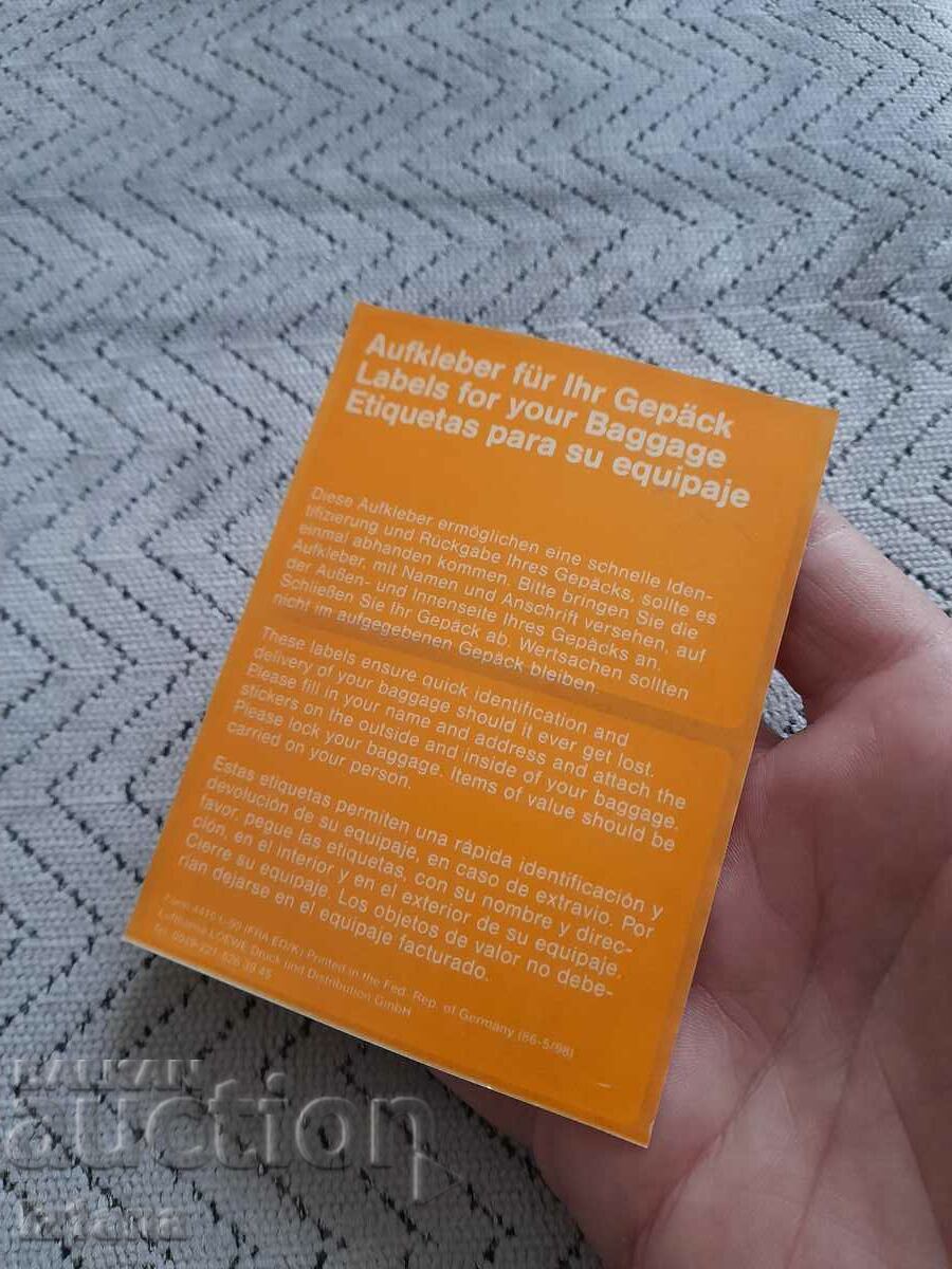 Old sticker, Lufthansa luggage tag with price 7.00 BGN | € 3.58 Old sticker, Lufthansa luggage tag with price 7.00 BGN | € 3.58